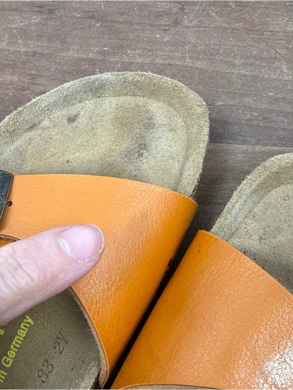 Birkenstock Madrid Leather Sling Bag in Orange/tan size 37 or 6/6.5 - Picture 7 of 9